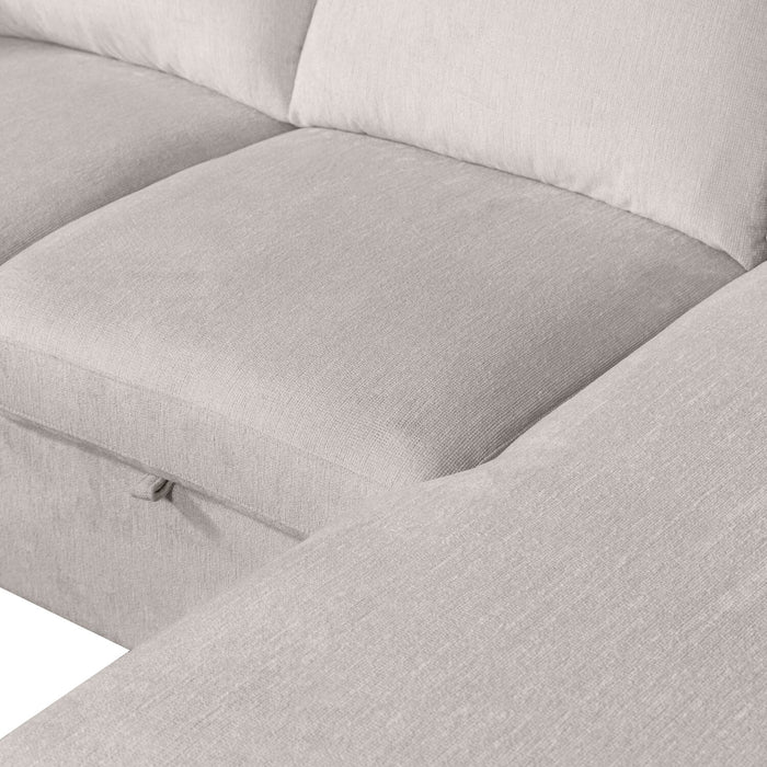 Sofa-lit sectionnel de droite Envy 3 pièces en tissu de chenille avec fauteuil long de rangement - gris brouillard