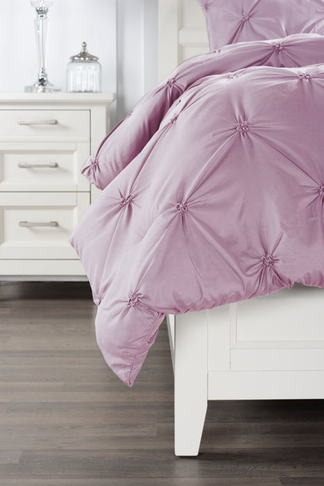Ensemble d'édredon Penelope 3 pièces rose pour lit double ou grand lit