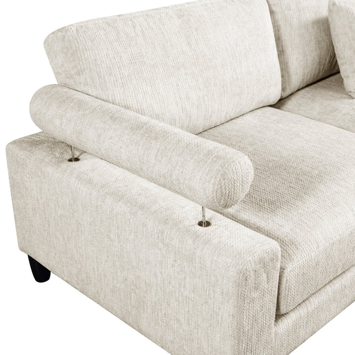 Sofa sectionnel modulaire Lounge 6 pièces en chenille - beige 