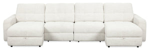 Sofa sectionnel modulaire à coulissement électrique Elevate de Scott Living 4 pièces en chenille avec 2 fauteuils longs de rangement - beige