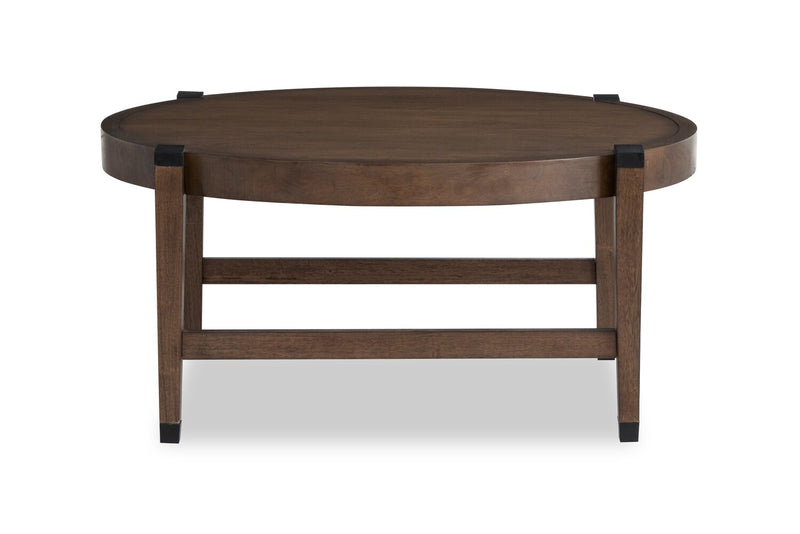 Table à café ronde Gordon de 38 po en bois massif - brune