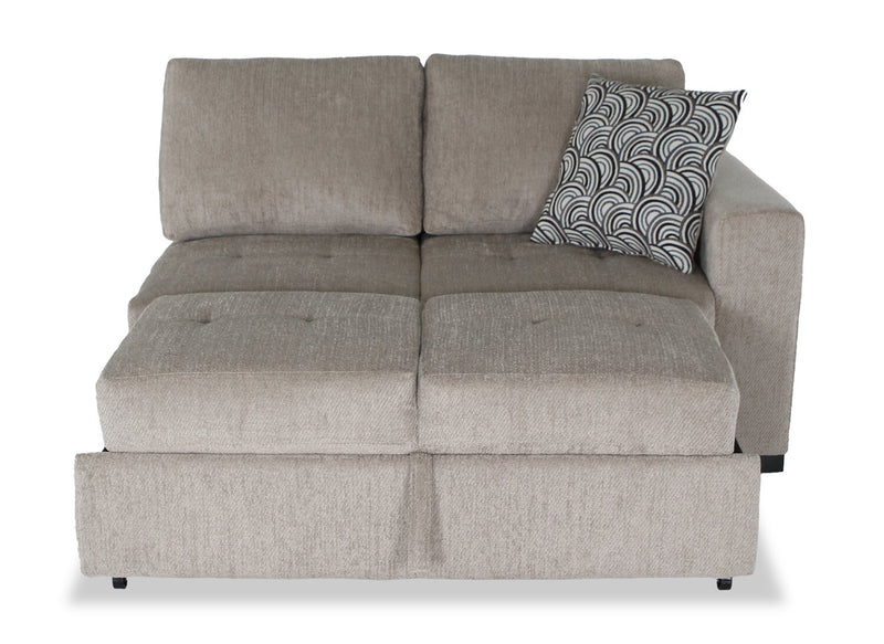 Sofa-lit sectionnel enveloppant de gauche Legend 2 pièces fabriqué au Canada en tissu de chenille - beige platine