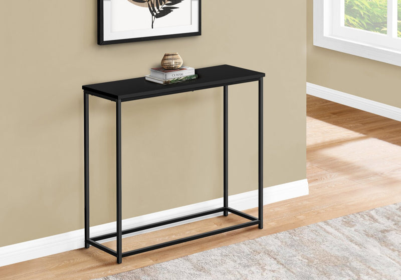 Table de salon moderne Alma de 31,5 po - noire avec armature en métal noir