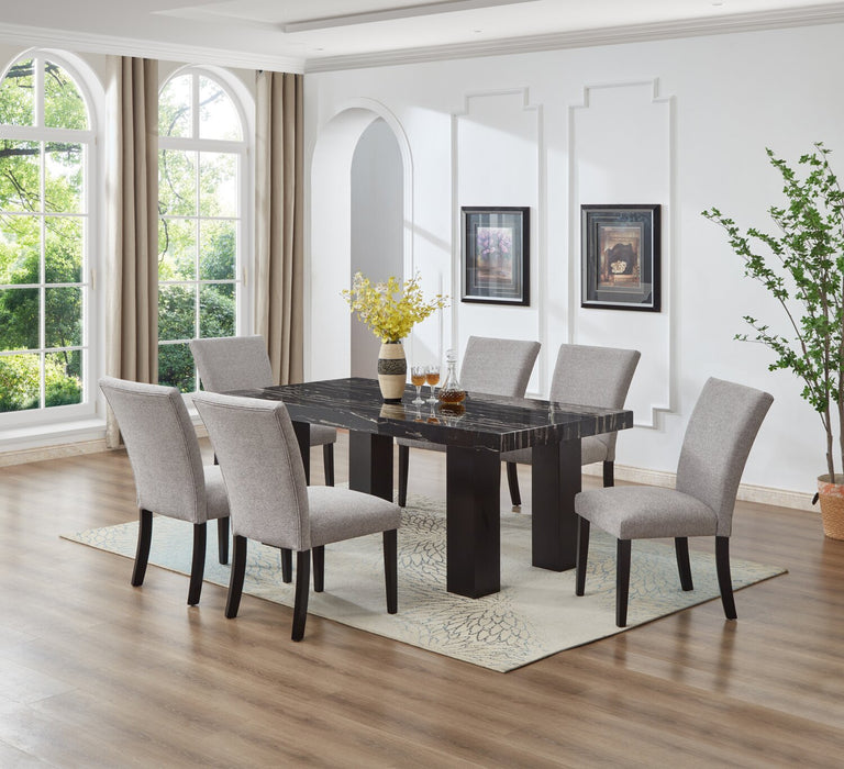 Table de salle à manger Burk de 72 po (L) avec dessus en résine époxy en imitation de marbre - noire