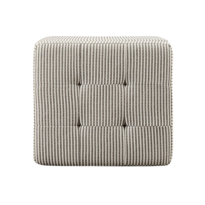 Pouf de rangement carré Yukon de 17 po en tissu - rayé gris