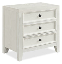  Table de nuit Casa de 27 po (l) x 26,5 po (H) en bois à 3 tiroirs avec port USB - blanche