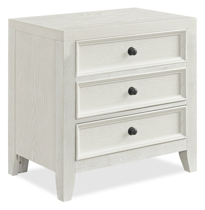 Table de nuit Casa de 27 po (l) x 26,5 po (H) en bois à 3 tiroirs avec port USB - blanche