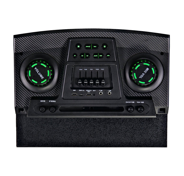 Haut-parleur de fête de 120 W Proscan 2 x 15 po avec éclairage, Bluetooth et microphone