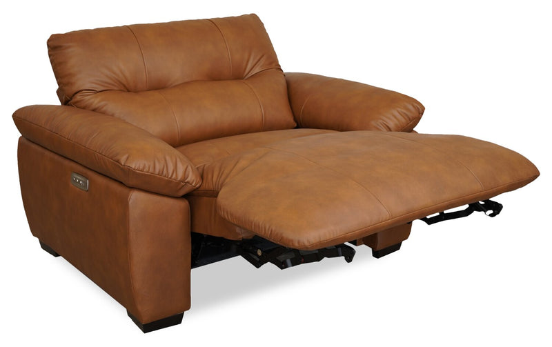 Fauteuil à inclinaison électrique Bello de 51,6 po en tissu d’apparence cuir - brun