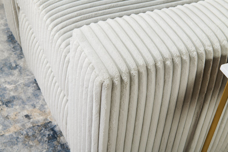 Fauteuil Willow de 40 po en tissu gris clair avec accoudoirs rectilignes et coussins de siège et de dossier réversibles
