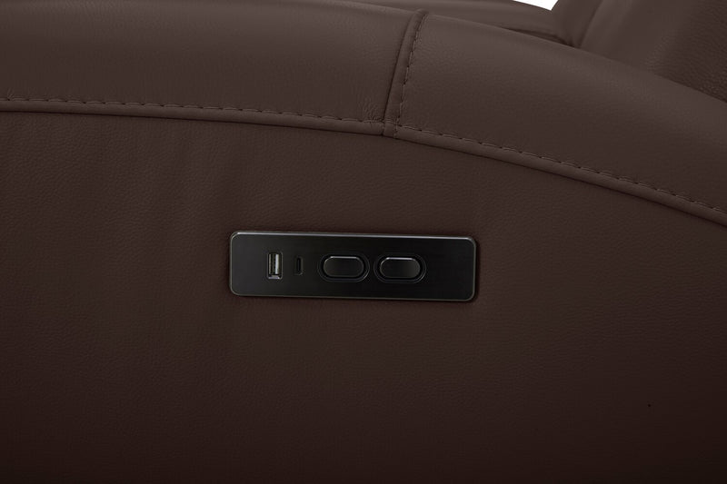 Fauteuil à inclinaison électrique Reign de 41,25 po en cuir véritable de qualité supérieure avec port USB - brun chocolat Silverado