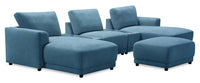  Sofa sectionnel modulaire de gauche Voyage 6 pièces en tissu avec console et pouf - bleu