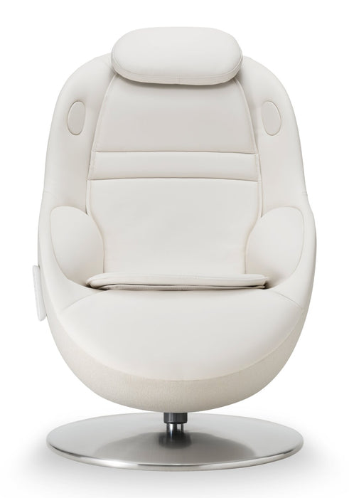 Fauteuil de massage inclinable LG de 29,6 po en tissu d’apparence cuir avec pouf assorti - beige