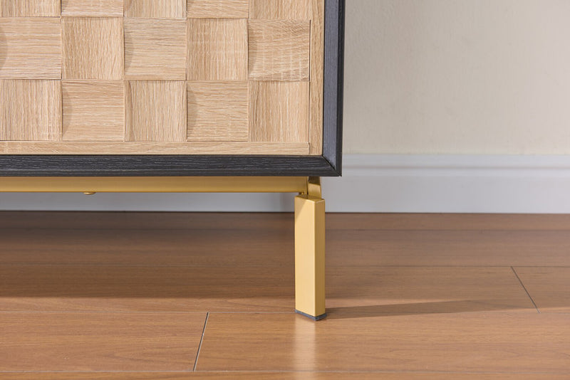 Armoire décorative Alenna de 60 po à 3 portes - noire avec portes blanc vieilli