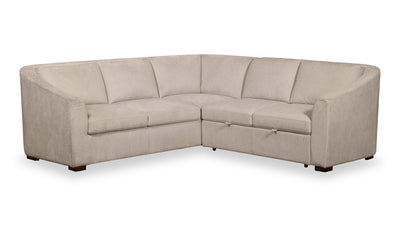 Envy 2-Piece Chenille Fabric Right-Facing Sleeper Sectional - Almond Beige | Sofa-lit sectionnel de droite Envy 2 pièces en tissu de chenille - beige amande