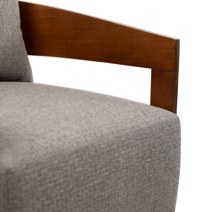 Fauteuil d’appoint Amor 28,54 po en tissu avec accoudoirs et pattes en bois - gris