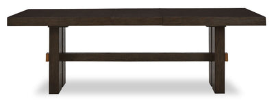 Metro Dining Table with 72-90"W Extension, Trestle Base - Brown | Table de salle à manger Metro de 72 po à 90 po (L) avec rallonge et base à tréteaux - brune