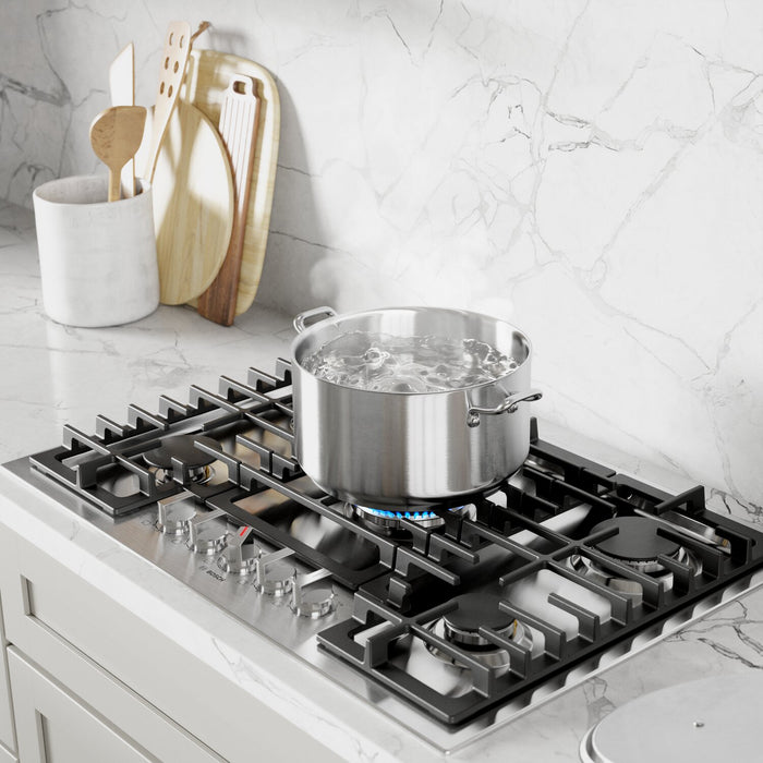 Surface de cuisson à gaz Bosch de série 800 de 30 po avec brûleur puissant à flamme double - NGM8059UC
