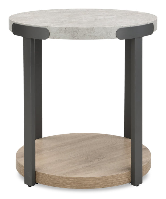 Table de bout ronde Felicity de 22 po avec tablette - grise