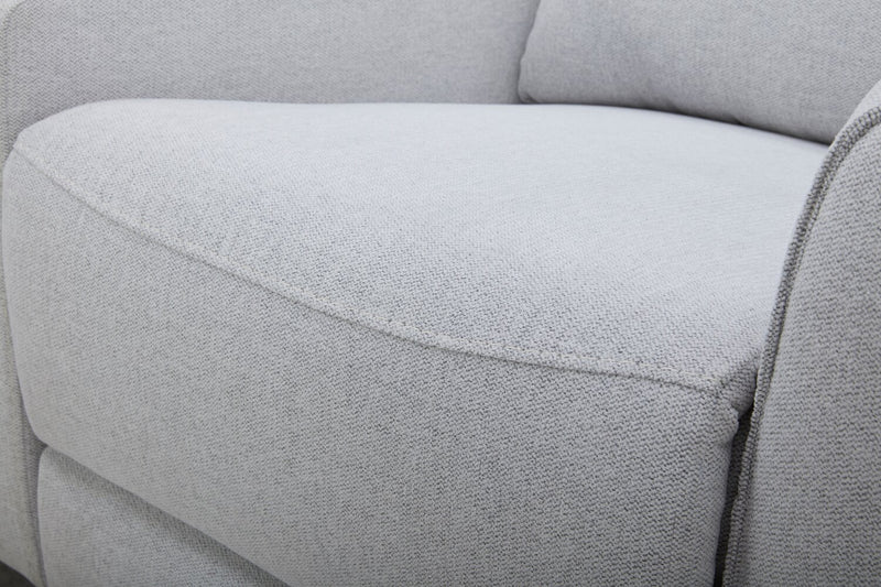 Causeuse à inclinaison électrique Reign de 78 po en tissu avec console - gris pierre Bronco