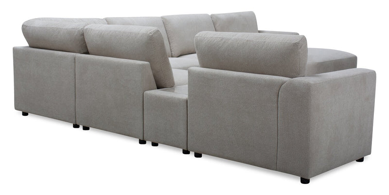 Sofa sectionnel modulaire de droite Voyage 7 pièces en tissu avec console et coussins de dossier amovibles - taupe
