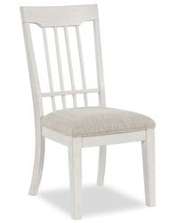  Chaise de salle à manger Quill en tissu de polyester avec dossier à barreaux en forme de fuseau - blanc antique et brun