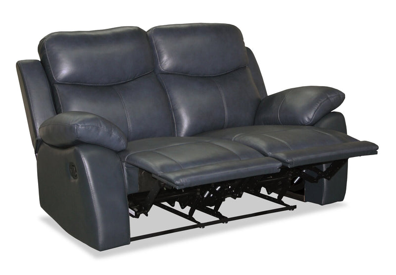 Causeuse inclinable Corbin de 63,39 po en cuir véritable de qualité supérieure - bleue