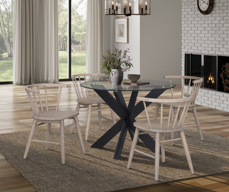 Chaise de salle à manger Remi avec dossier à barreaux en forme de fuseau courbé - brune