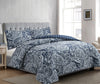Ensemble d’édredon Lochlan 3 pièces pour très grand lit - bleu marine et blanc