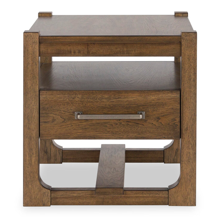 Table de bout Gideon de 24 po de style champêtre en bois massif - brun