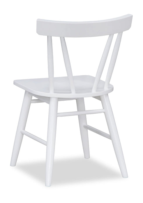 Chaise de salle à manger Remi avec dossier à lattes courbé - blanche