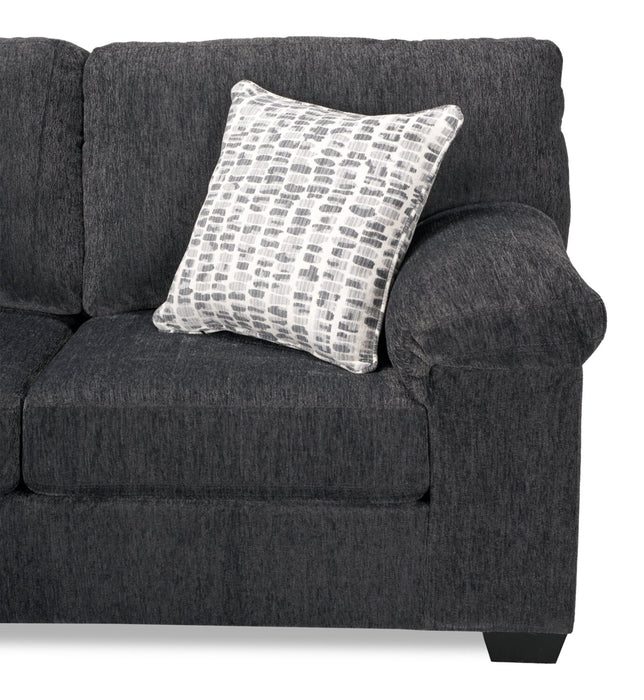 Sofa-lit sectionnel de gauche Morgan 2 pièces fabriqué au Canada en tissu de chenille avec coussins décoratifs - gris