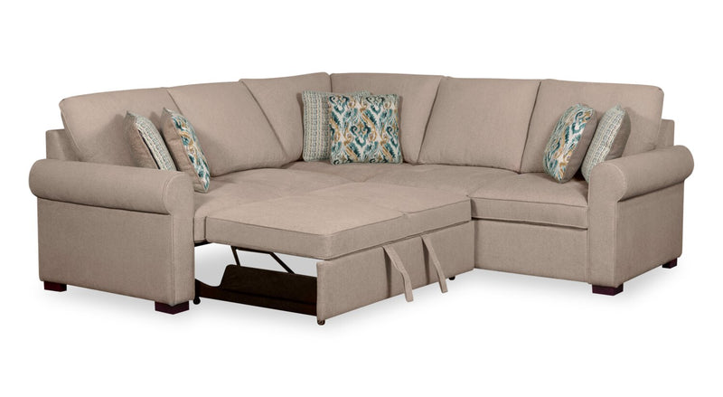 Sofa-lit sectionnel Haven de Scott Living 3 pièces en tissu de chenille - taupe
