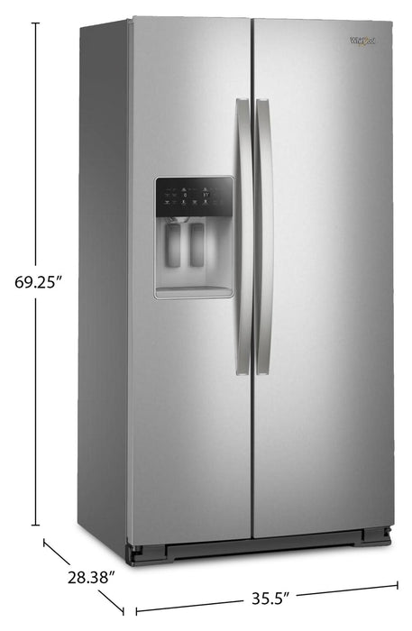 Réfrigérateur Whirlpool de 21 pi³ et de 36 po à compartiments juxtaposés - acier inoxydable résistant aux traces de doigts - WRSC5536RZ