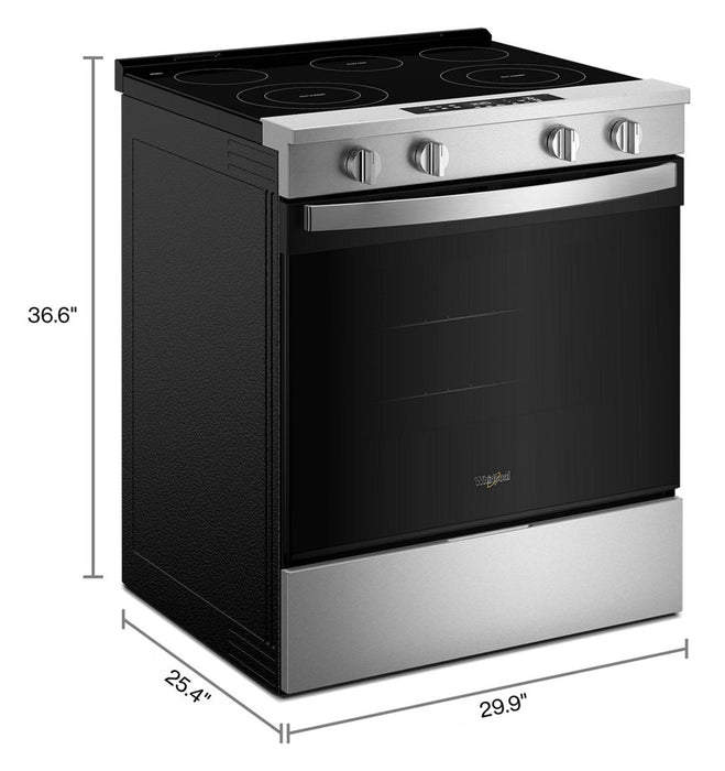 Cuisinière intelligente électrique Whirlpool de 5,3 pi3 et de 30 po avec mode sans préchauffage - acier inoxydable - YWSES3330TS