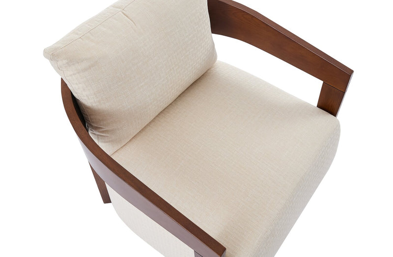 Fauteuil d’appoint Amor 28,54 po en tissu avec accoudoirs et pattes en bois - taupe