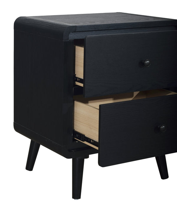 Table de nuit moderne du milieu du 20e siècle Milan de 22 po (l) x 26 po (H) à 2 tiroirs - noire