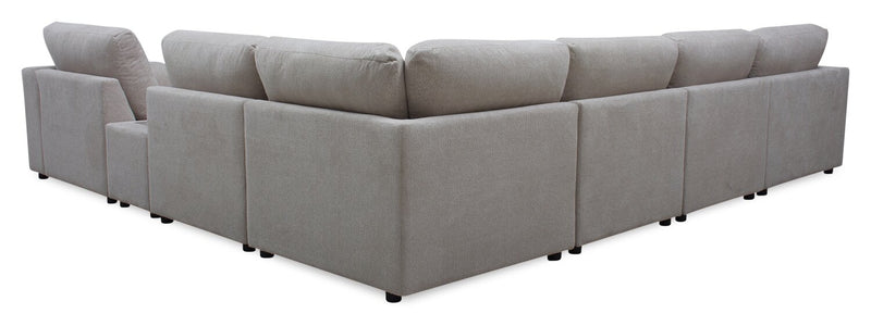 Sofa sectionnel modulaire de gauche Voyage 7 pièces en tissu avec console et coussins de dossier amovibles - beige