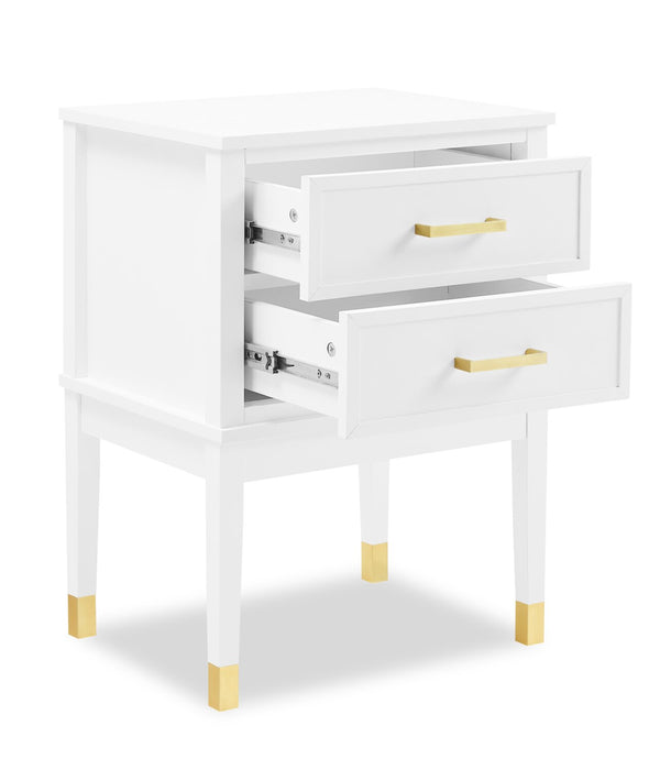 Table de nuit Alia de 18 po (l) x 25,75 po (H) à 2 tiroirs avec touche dorée - blanche