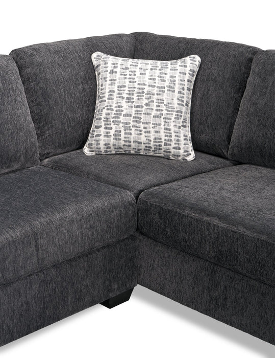 Sofa sectionnel en U de droite Morgan 3 pièces fabriqué au Canada en tissu de chenille avec coussins décoratifs - gris