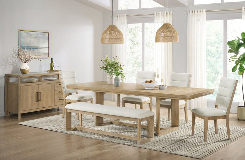 Chaise de salle à manger Aspen avec siège et dossier en tissu - naturelle