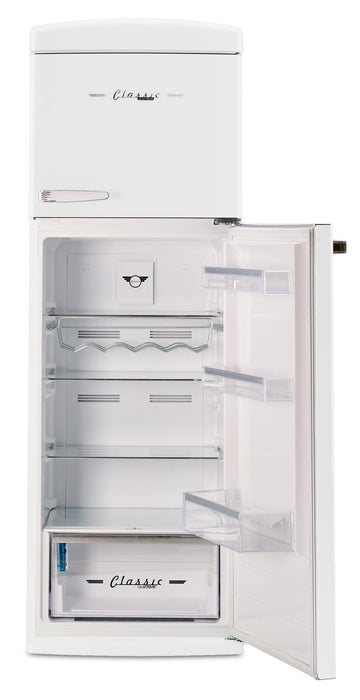 Réfrigérateur Classic Rétro d’Unique de 24 po et de 11 pi3 à congélateur supérieur - blanc guimauve - UNQ-310L W TM