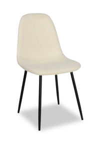  Chaise de salle à manger Joss en tissu de polyester et en métal - blanche