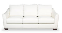  Sofa Royce de Cindy Crawford Home de 84 po en cuir véritable avec coussins amovibles et pattes en bois - blanc ivoire