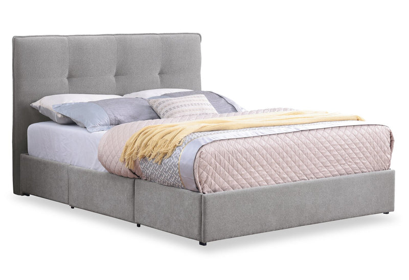 Tête de lit rembourrée Amos en tissu gris capitonné - format lit double
