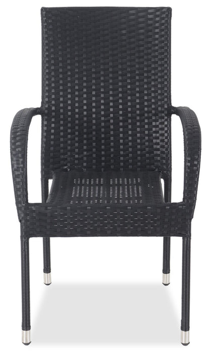 Chaise Arizona pour la terrasse à l’extérieur - osier en résine tressé à la main, résistante aux rayons UV et aux intempéries - noire