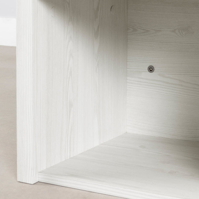 Lit plateforme Everley avec rangement et paniers intégrés, blanc - format lit double