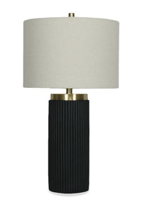  Lampe de table Gwen de 14 po avec abat-jour en lin - noire