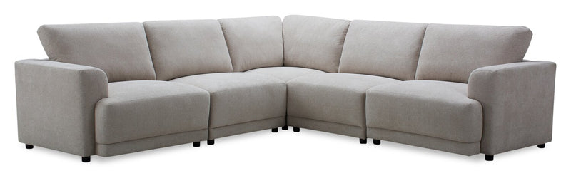 Sofa sectionnel modulaire Voyage 5 pièces en tissu avec coussins de dossier amovibles - taupe