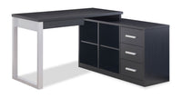 Bureau en coin réversible Owen de 55 po avec 4 tiroirs et compartiments - noir